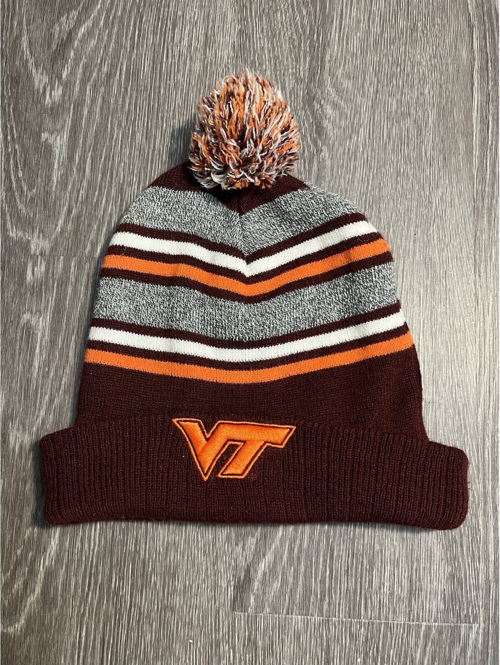 Virginia Tech Hokies Captivating Pom Beanie Hat Cap VT NCAA